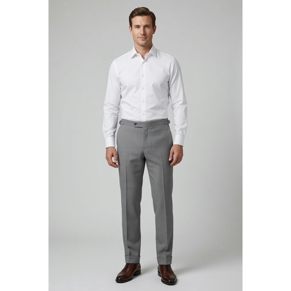 Tom Ford Trousers Pants Men 36x33 Grey Black Wool Houndstooth Side Tab Adjuster